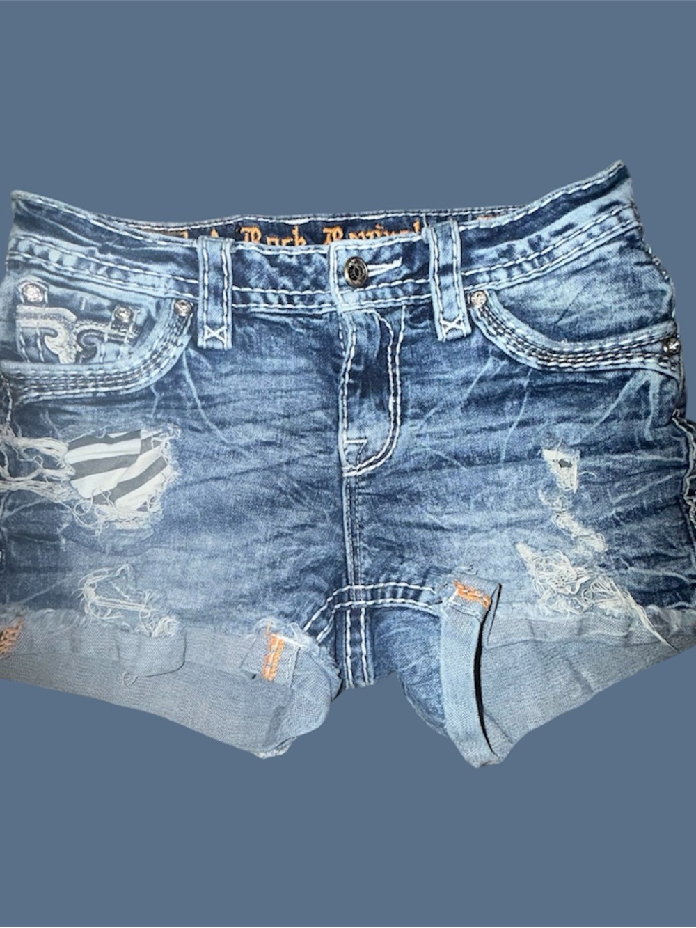 Rock Revival Women's Distressed Blue Denim Cutoff Shorts